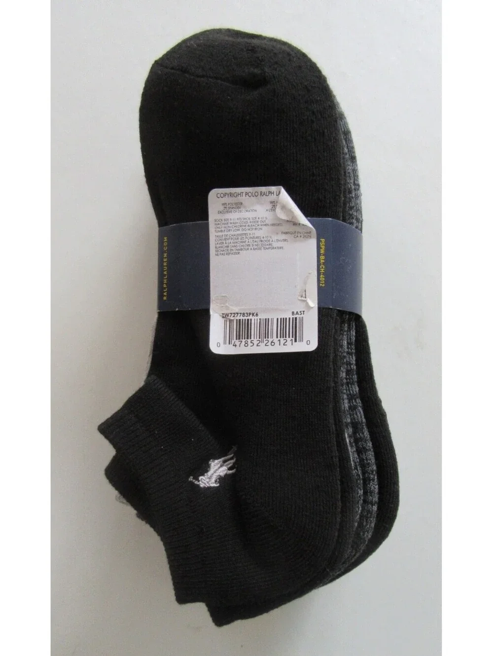Polo Ralph Lauren Mens Low Cut Socks Black Charcoal and Grey 6 pack